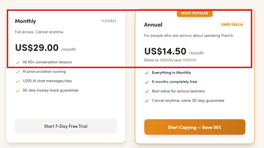 copycat cafe pricing