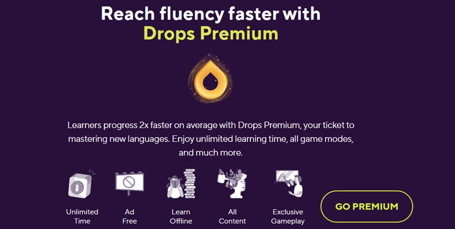 drops language learning app pricing plan