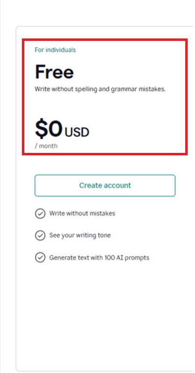 grammarly free plan