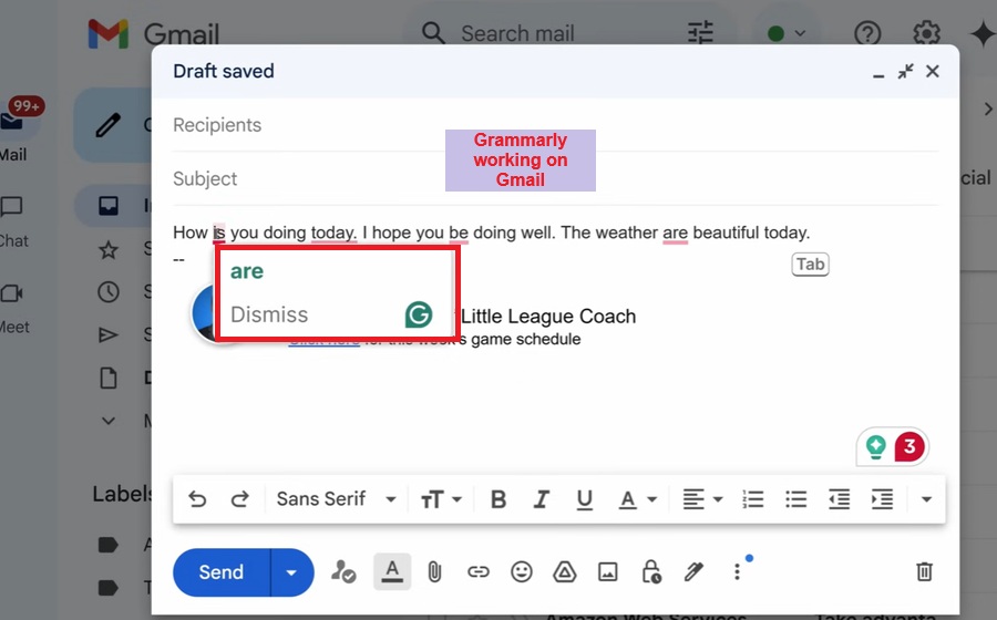 grammarly working on gmail
