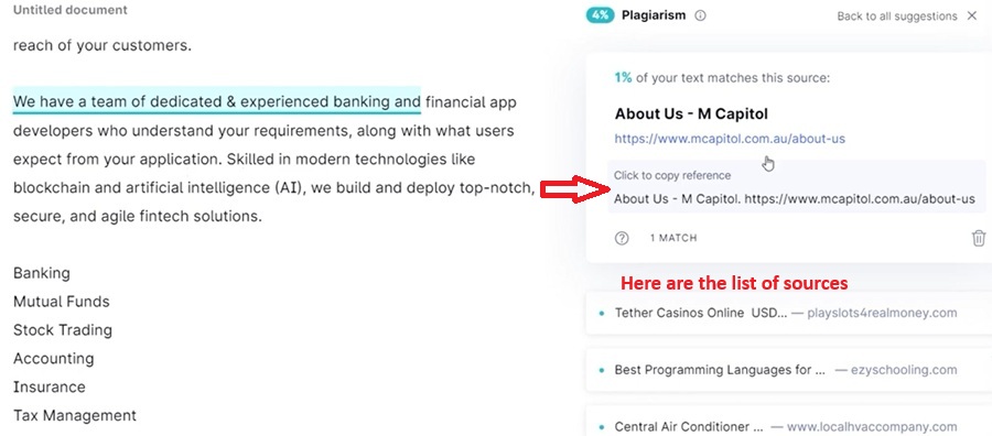 grammarly plagiarism checker detect exact sources