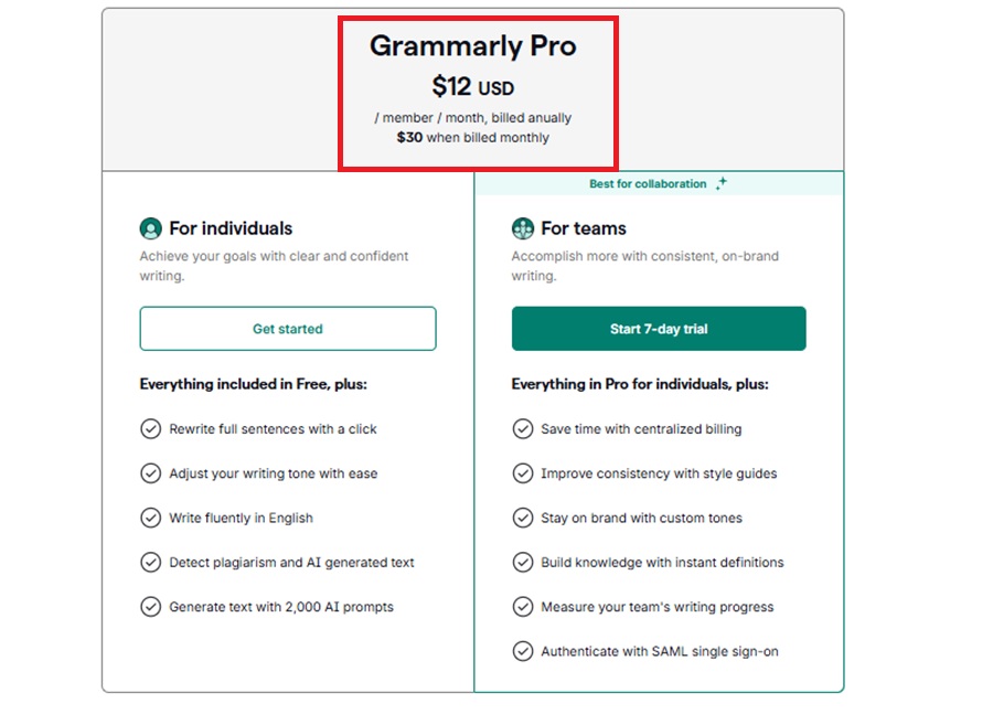 grammarly price