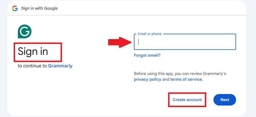 grammarly account create