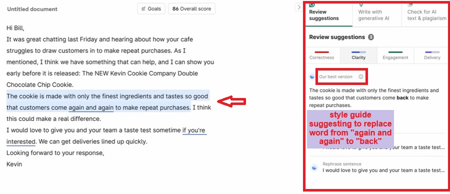 grammarly style guide suggestion