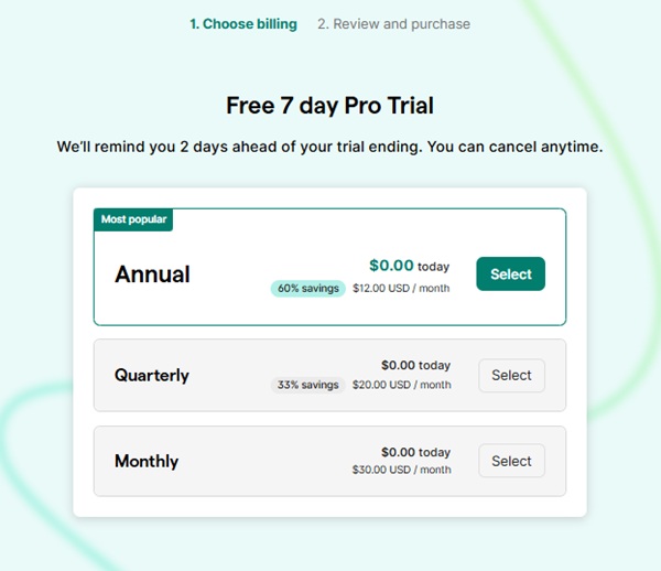select a grammarly plan