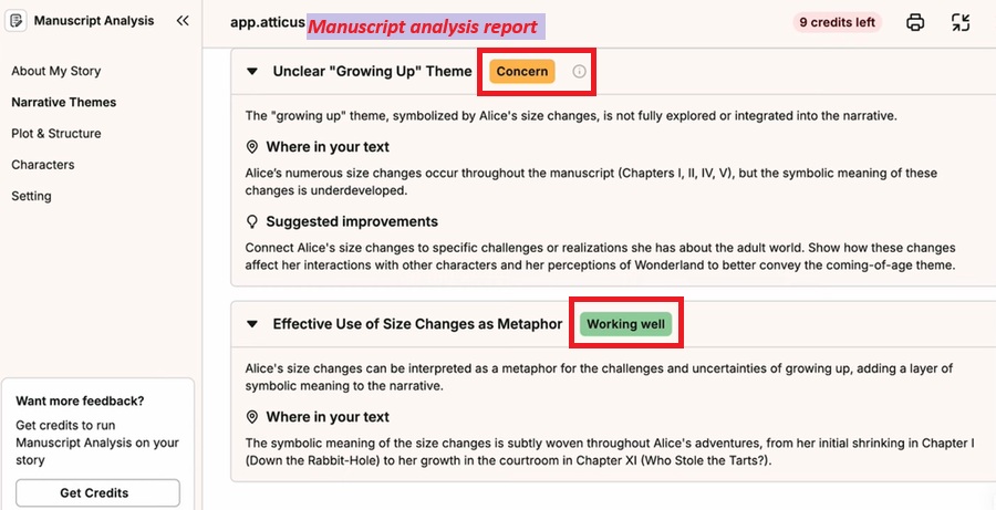 prowritingaid manuscript analysis