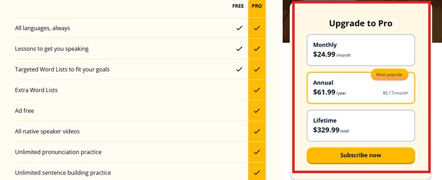 memrise pricing plan
