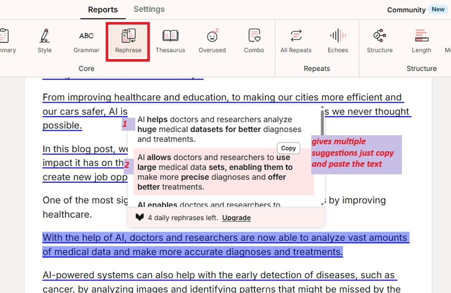 prowritingaid rephrase 