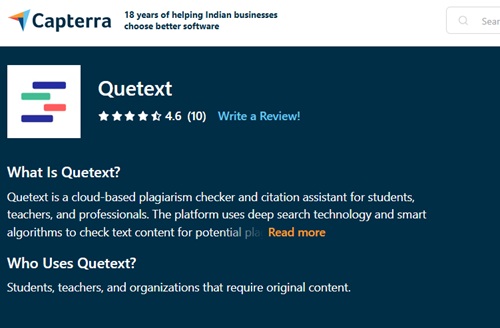 quetext ratings by capterra
