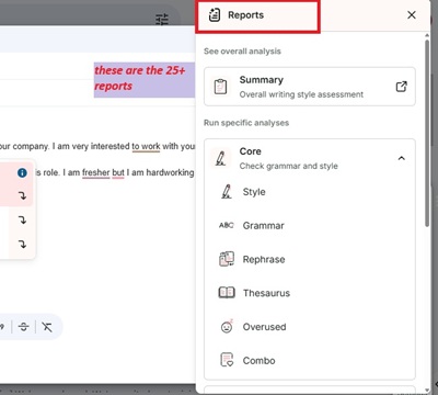 prowritingaid reports