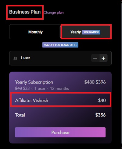 superhuman mail business yearly pricing with discount applied 