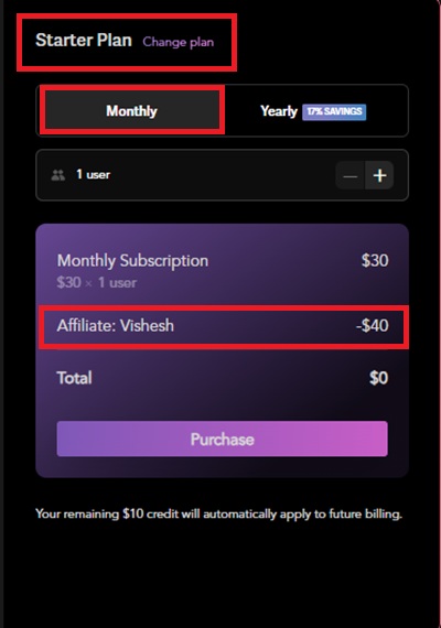 superhuman mail starter plan monthly price with discount appilied 